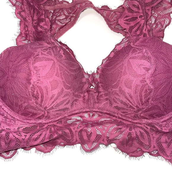PINK Victoria’s Secret Date Push-up Bralette in Magenta Lace Small Women’s - Picture 4 of 11